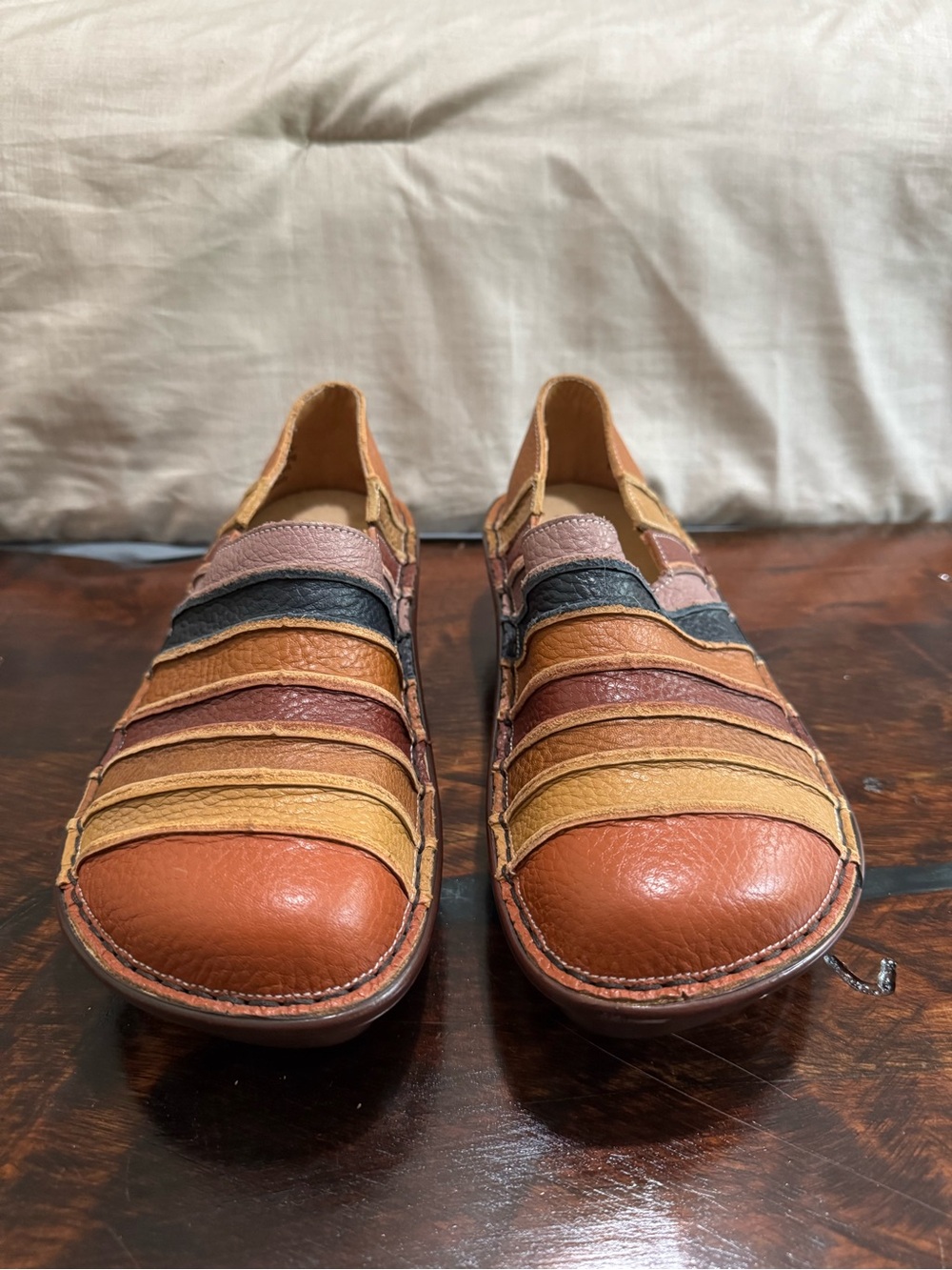 Spring Step Firefly Colorful Striped Leather Slip-On, Women’s US 9